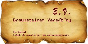 Braunsteiner Varsány névjegykártya